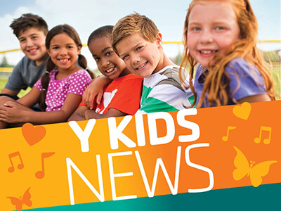 image of kids playing above the words Y Kids News