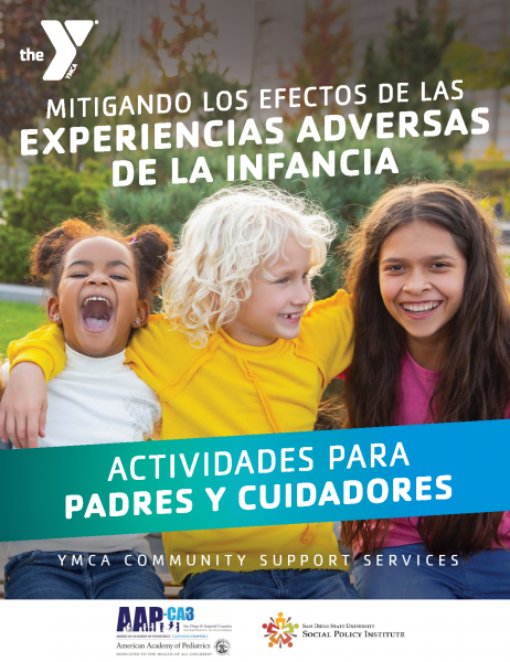 The front of a digital booklet with an image of three children laughing together and the title Buffering the Affects of Adverse Childhood Experiences