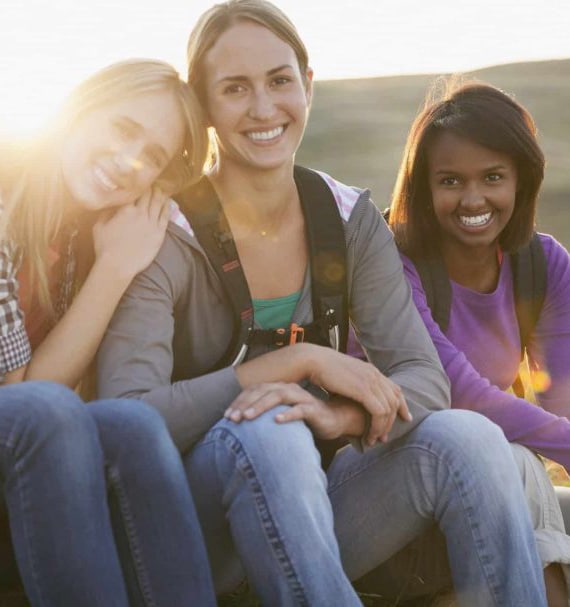 women smiling together