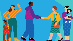 illustration of families connecting and building community
