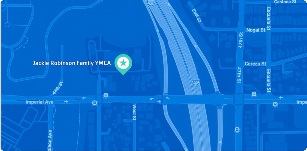 map of the area around jackie robinson family YMCA