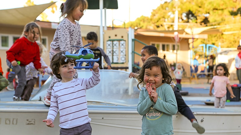 children playing at preschool